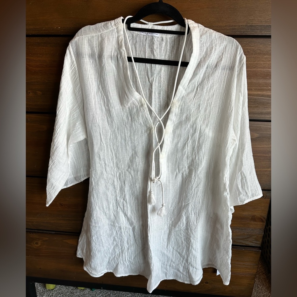 Robin Piccone Cream Textured Swim Coverup
